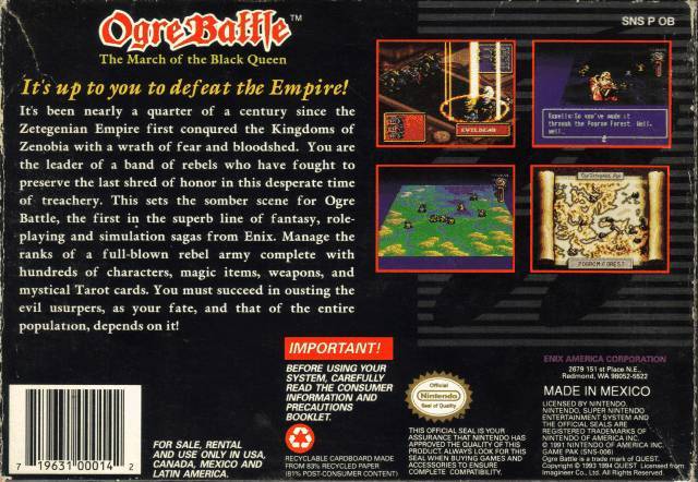 Ogre Battle: The March of the Black Queen - (SNES) Super Nintendo [Pre-Owned] Video Games Enix America, Inc.   
