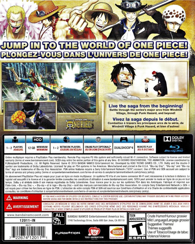 One Piece: Pirate Warriors 3 - (PS4) PlayStation 4 Video Games Bandai Namco Games