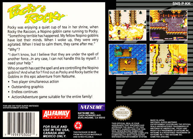Pocky & Rocky - (SNES) Super Nintendo [Pre-Owned] Video Games Natsume   