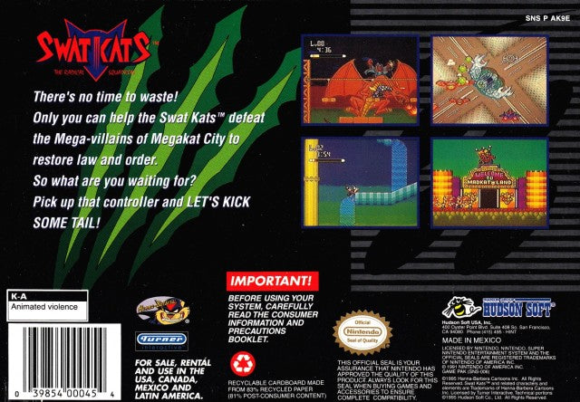 SWAT Kats: The Radical Squadron - (SNES) Super Nintendo [Pre-Owned] Video Games Hudson   