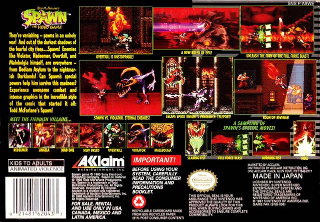 Todd McFarlane's Spawn The Video Game - (SNES) Super Nintendo [Pre-Owned] Video Games Acclaim   