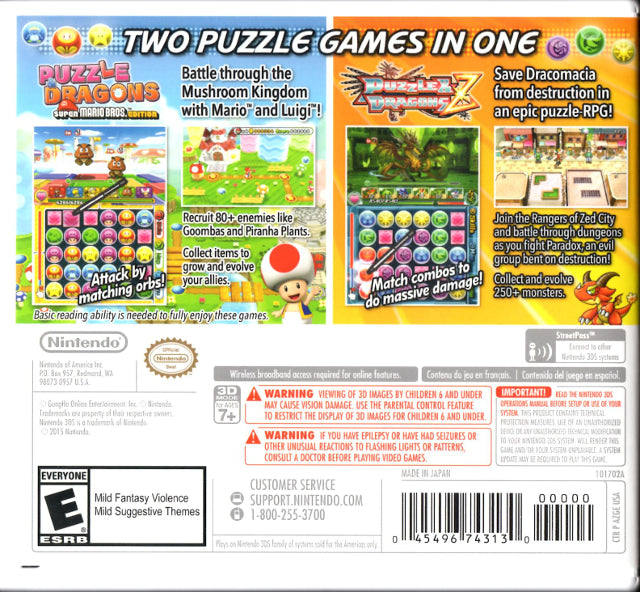 Puzzle & Dragons Z + Puzzle & Dragons: Super Mario Bros. Edition - Nintendo 3DS [Pre-Owned] Video Games Nintendo   