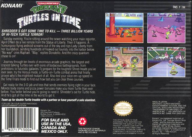 Teenage Mutant Ninja Turtles IV: Turtles in Time - (SNES) Super Nintendo [Pre-Owned] Video Games Konami   