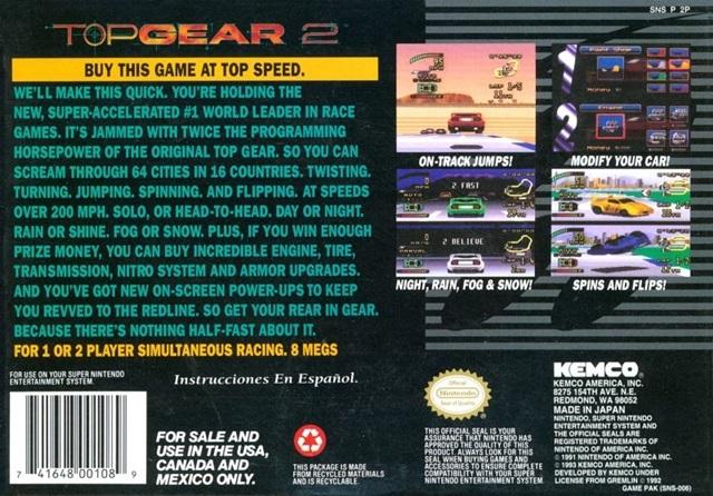 Top Gear 2 - (SNES) Super Nintendo [Pre-Owned] Video Games Kemco   