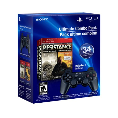 SONY Playstation 3 Resistance Dual Pack & DUALSHOCK3 Wireless Controller - (PS3) Playstation 3 (Ultimate Combo Pack) Video Games PlayStation   