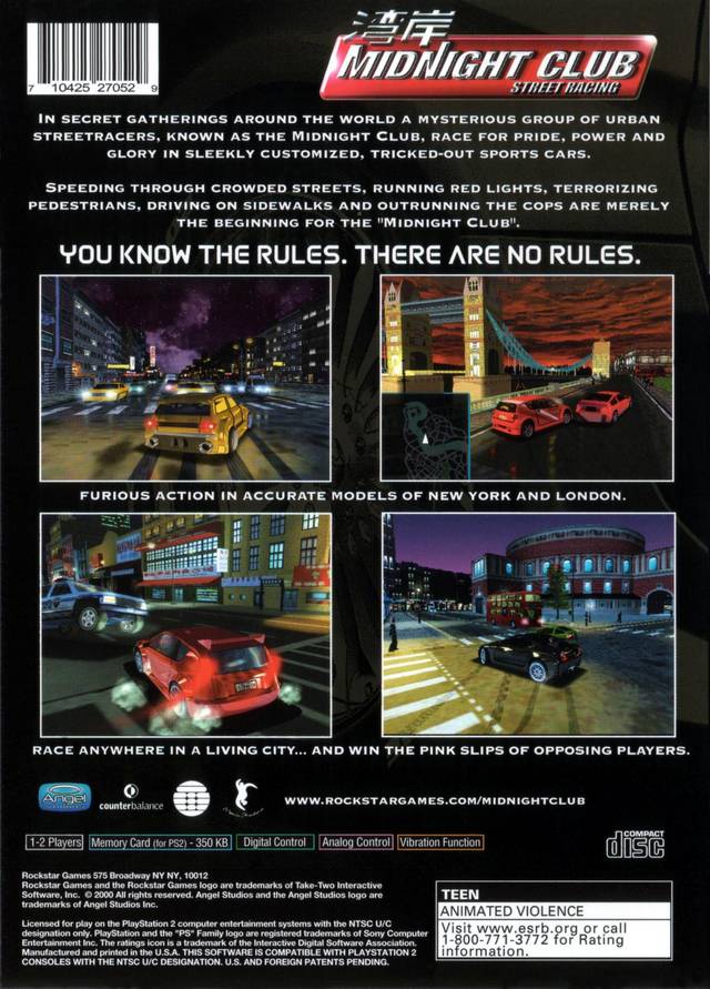 Midnight Club: Street Racing - (PS2) PlayStation 2 [Pre-Owned] Video Games Rockstar Games   