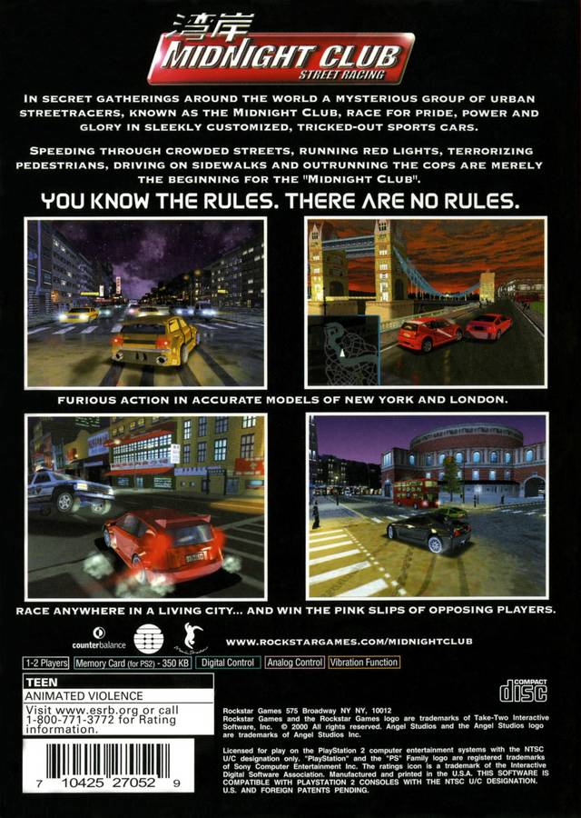 Midnight Club: Street Racing (Greatest Hits) - (PS2) PlayStation 2 [Pre-Owned] Video Games Rockstar Games   