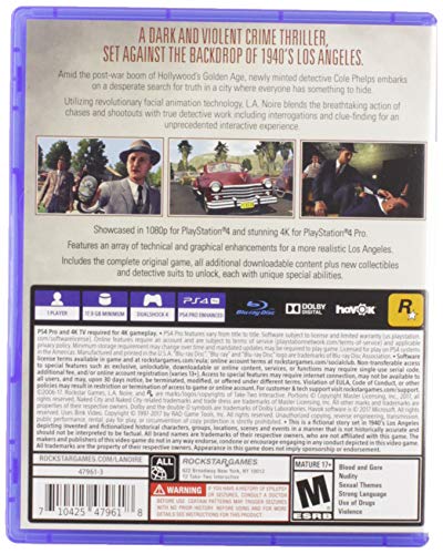 L.A. Noire - (PS4) PlayStation 4 [Pre-Owned] Video Games Rockstar Games   
