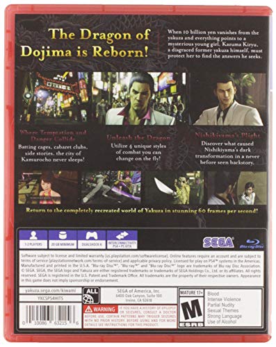Yakuza Kiwami (PlayStation Hits) - (PS4) PlayStation 4 Video Games SEGA   