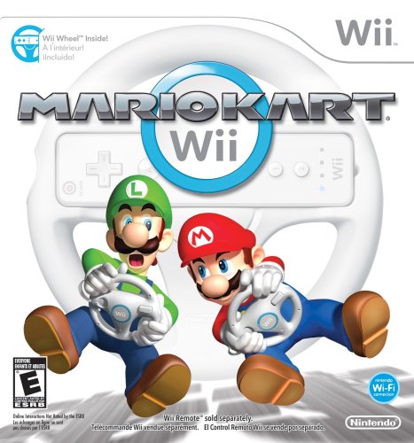 Mario Kart Wii With White Wii Wheel - Nintendo Wii (World Edition) Video Games Nintendo   