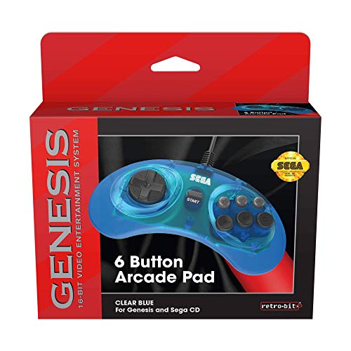 Retro-Bit 6-Button Arcade Pad (Clear Blue) - (SG) Sega Genesis Accessories Retro-Bit   