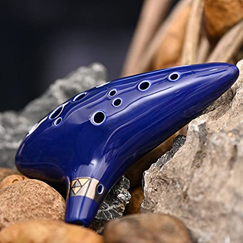 Ocarina 12-Hole Alto C Ceramic Piccolo, Musical Instrument with Display Stand Music Book Neck-Strap Bag Toys LIEKE   