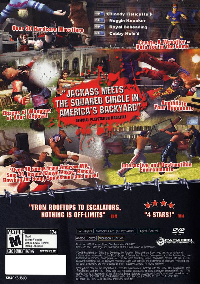 Backyard Wrestling: Don't Try This at Home (W/ DVD) - (PS2) PlayStation 2 [Pre-Owned] Video Games Eidos Interactive   