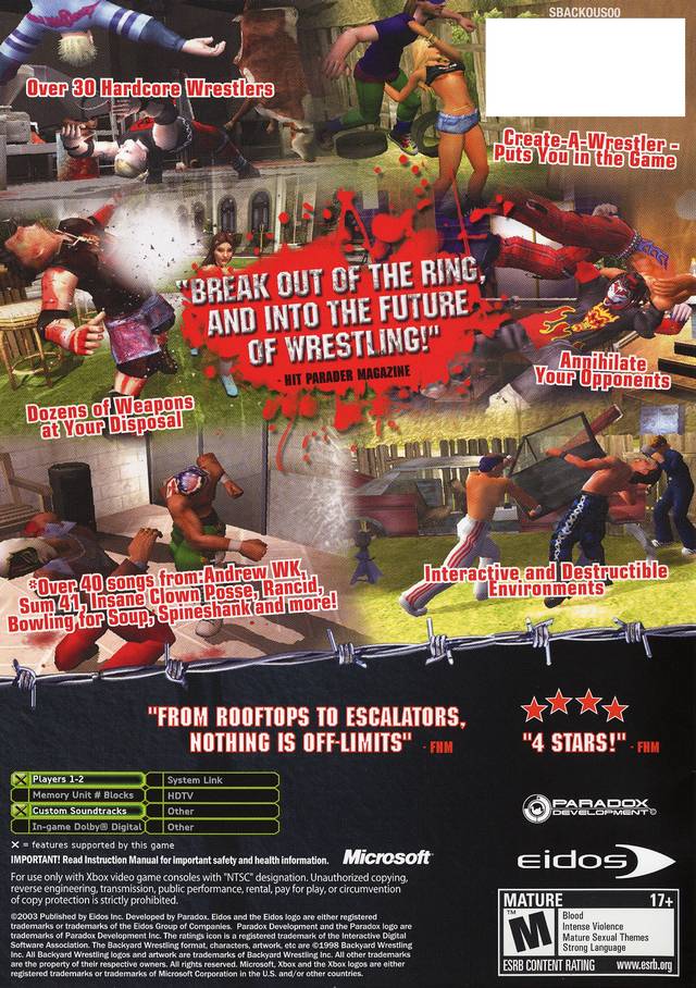Backyard Wrestling: Don't Try This at Home - Xbox Video Games Eidos Interactive   