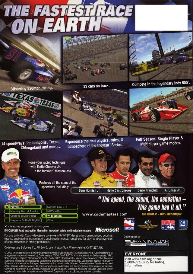 IndyCar Series - Xbox Video Games Codemasters   
