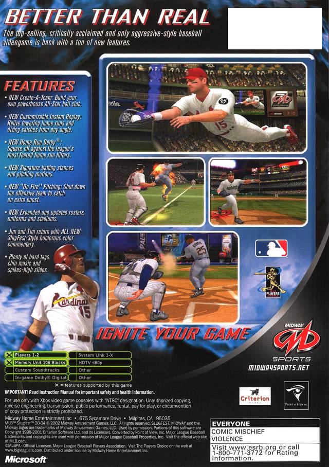 MLB Slugfest 20-04 - Xbox Video Games Midway   
