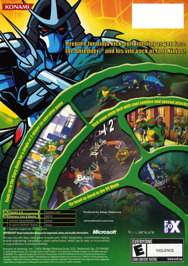 Teenage Mutant Ninja Turtles (Platinum Hits) - (XB) Xbox [Pre-Owned] Video Games Konami