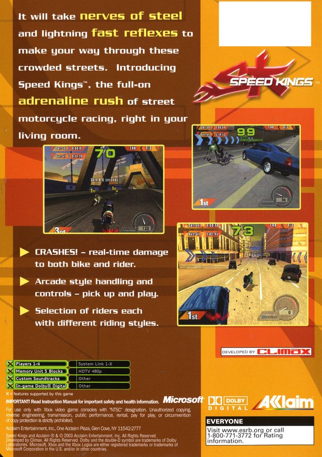Speed Kings - Xbox Video Games Acclaim   
