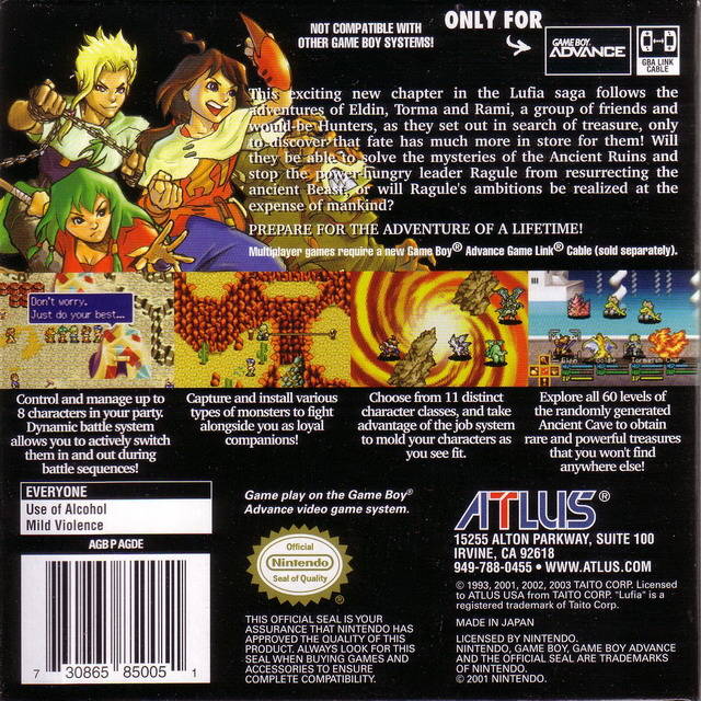 Lufia: The Ruins of Lore - (GBA) Game Boy Advance [Pre-Owned] Video Games Atlus   