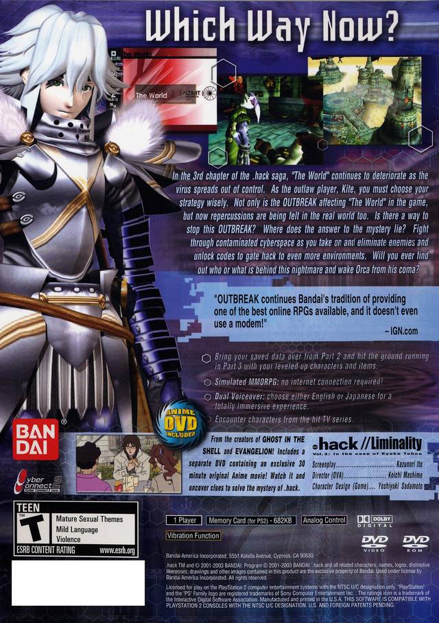 .hack//Part 3: Outbreak - (PS2) PlayStation 2 [Pre-Owned] Video Games Bandai Namco   