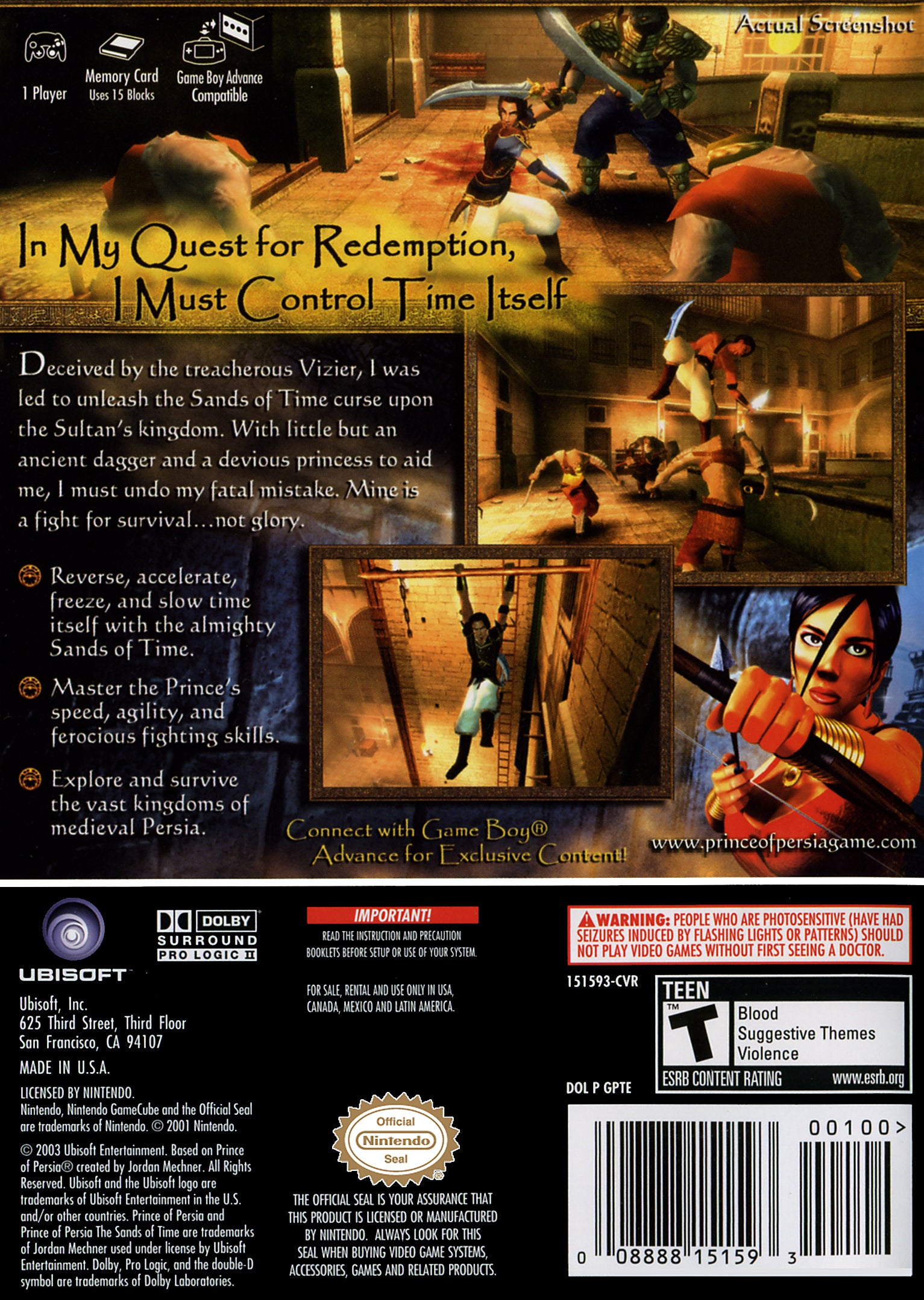 Prince of Persia: The Sands of Time - (GC) GameCube [Pre-Owned] Video Games Ubisoft   