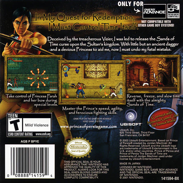 Prince of Persia: The Sands of Time - (GBA) Game Boy Advance [Pre-Owned] Video Games Ubisoft   