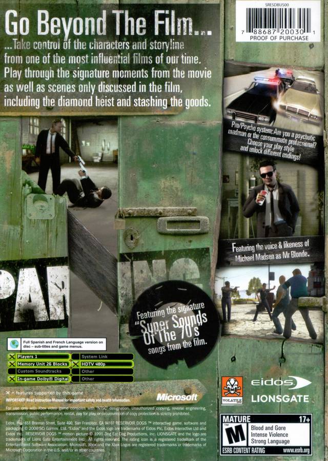 Reservoir Dogs - Xbox Video Games Eidos Interactive   