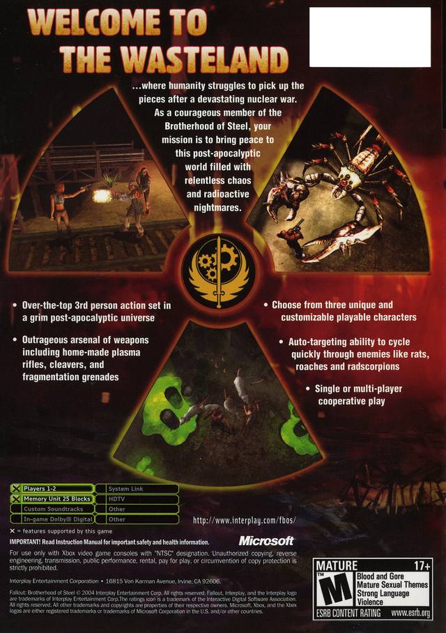 Fallout: Brotherhood of Steel - Xbox Video Games Interplay   