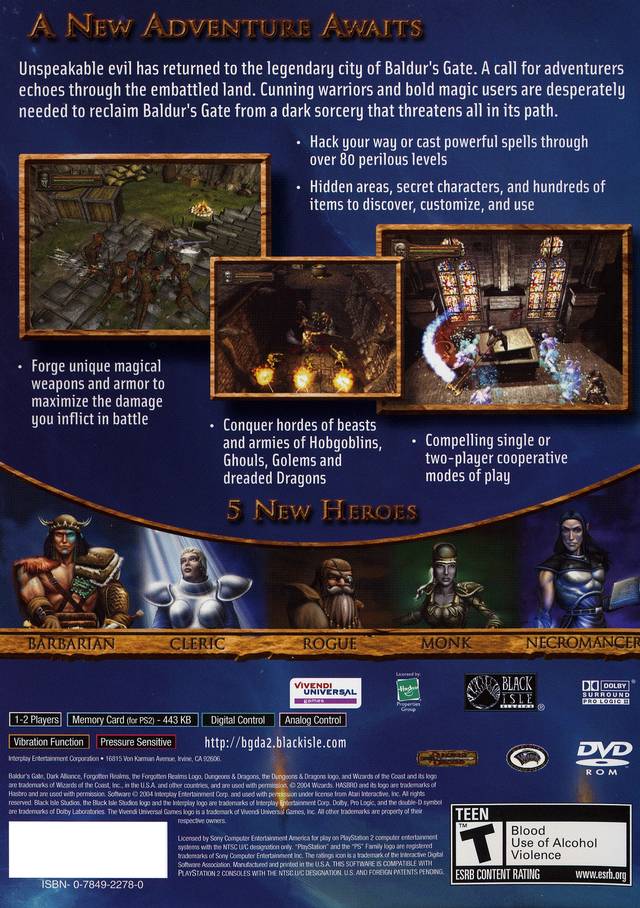 Baldur's Gate: Dark Alliance II - (PS2) PlayStation 2 [Pre-Owned] Video Games Interplay   