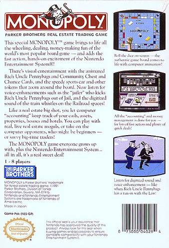 Monopoly - (NES) Nintendo Entertainment System [Pre-Owned] Video Games Parker Brothers   