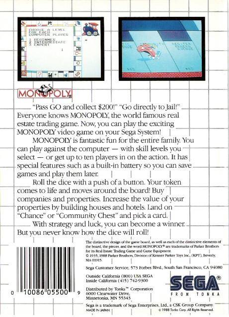 Monopoly - SEGA Master System [Pre-Owned] Video Games Sega   