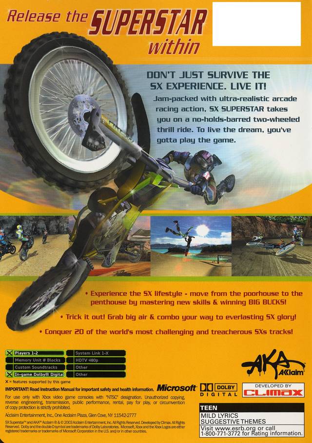 SX Superstar - (XB) Xbox [Pre-Owned] Video Games Acclaim   