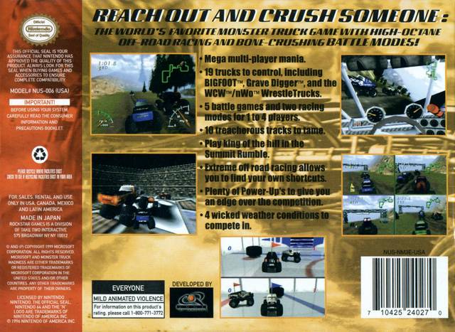 Monster Truck Madness 64 - (N64) Nintendo 64 [Pre-Owned] Video Games Rockstar Games   
