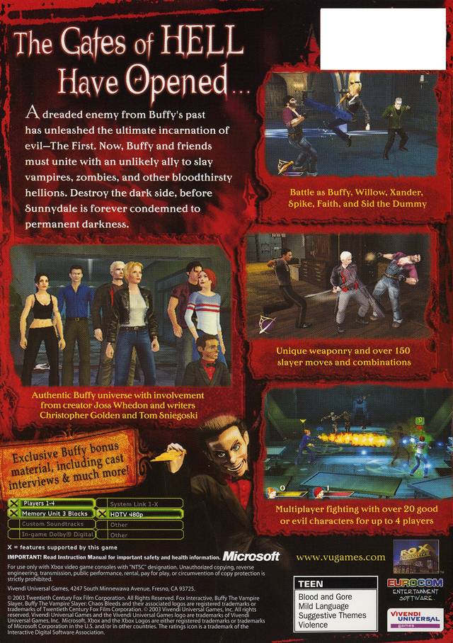 Buffy the Vampire Slayer: Chaos Bleeds - Xbox Video Games Sierra Entertainment   