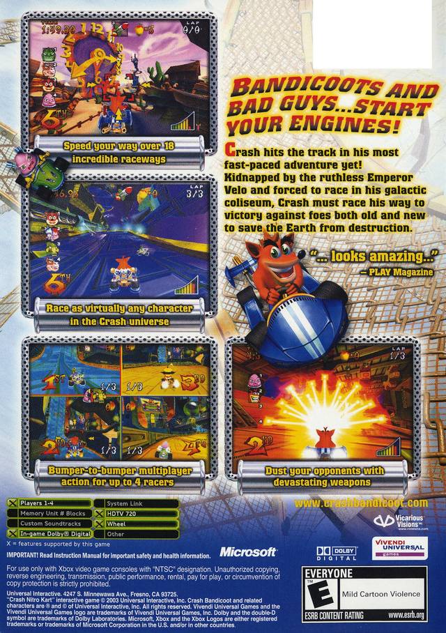 Crash Nitro Kart - (XB) Xbox [Pre-Owned] Video Games Universal Interactive   
