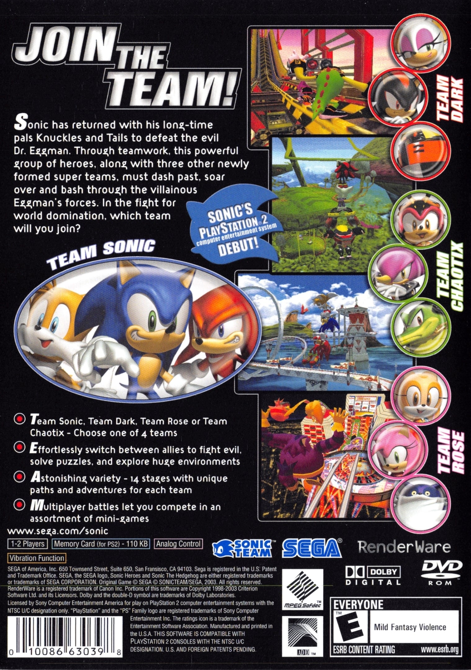 Sonic Heroes - (PS2) PlayStation 2 [Pre-Owned] Video Games Sega   