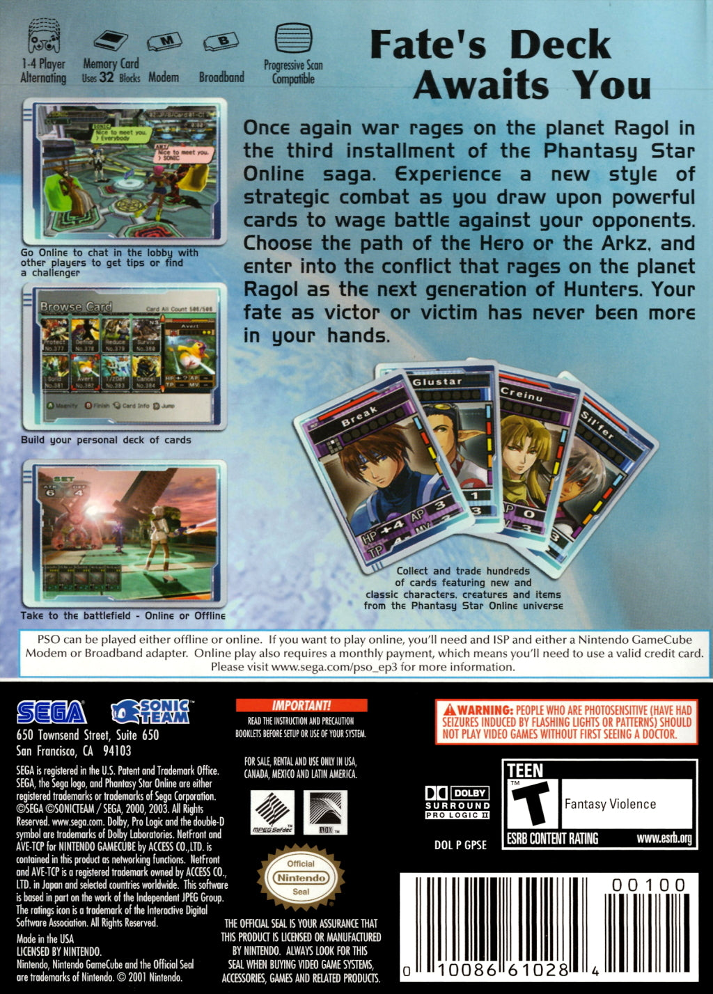 Phantasy Star Online Episode III: C.A.R.D. Revolution - (GC) GameCube [Pre-Owned] Video Games Sega   
