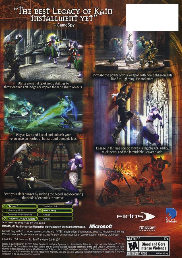Legacy of Kain: Defiance - (XB) Xbox [Pre-Owned] Video Games Eidos Interactive   