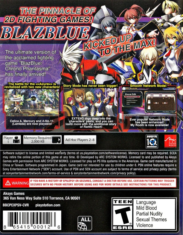 BlazBlue: Chrono Phantasma Extend - (PSV) PlayStation Vita [Pre-Owned] Video Games Aksys Games   