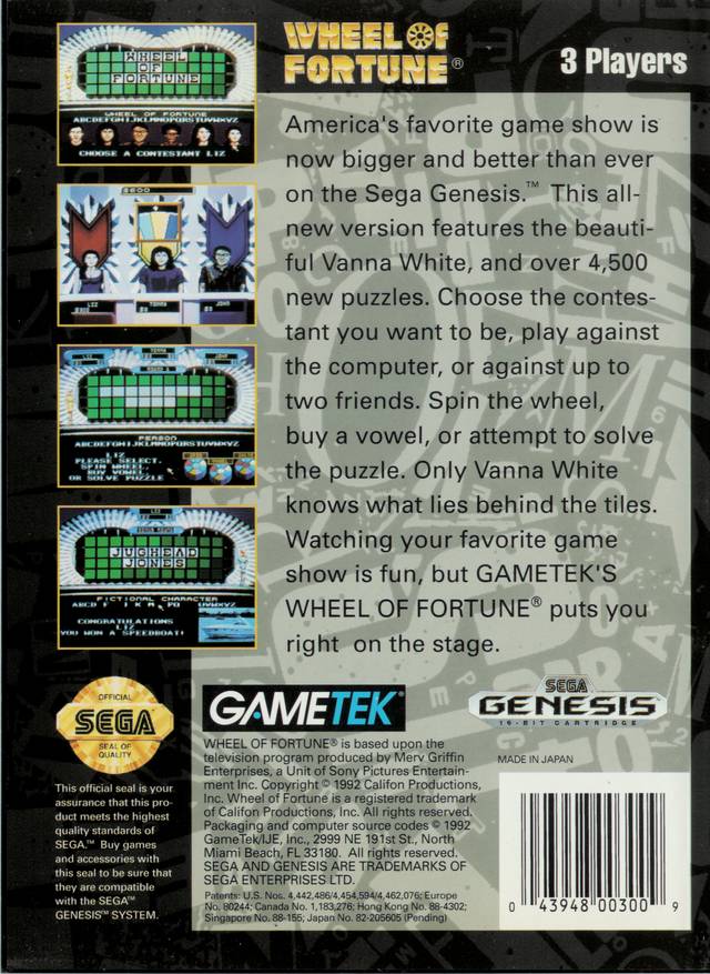 Wheel of Fortune - (SG) SEGA Genesis [Pre-Owned] Video Games GameTek   