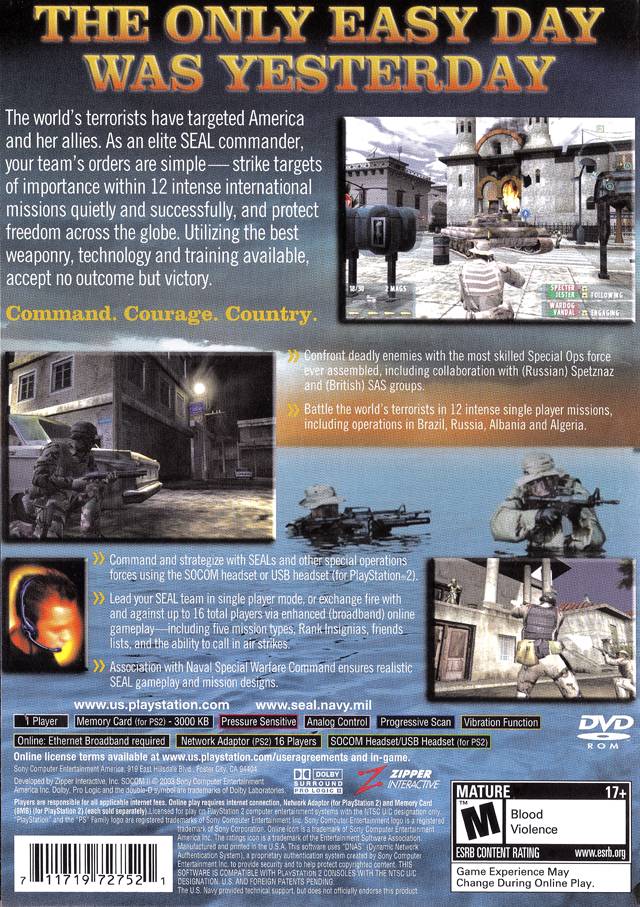 SOCOM II: U.S. Navy SEALs (Greatest Hits) - (PS2) PlayStation 2 [Pre-Owned] Video Games SCEA   