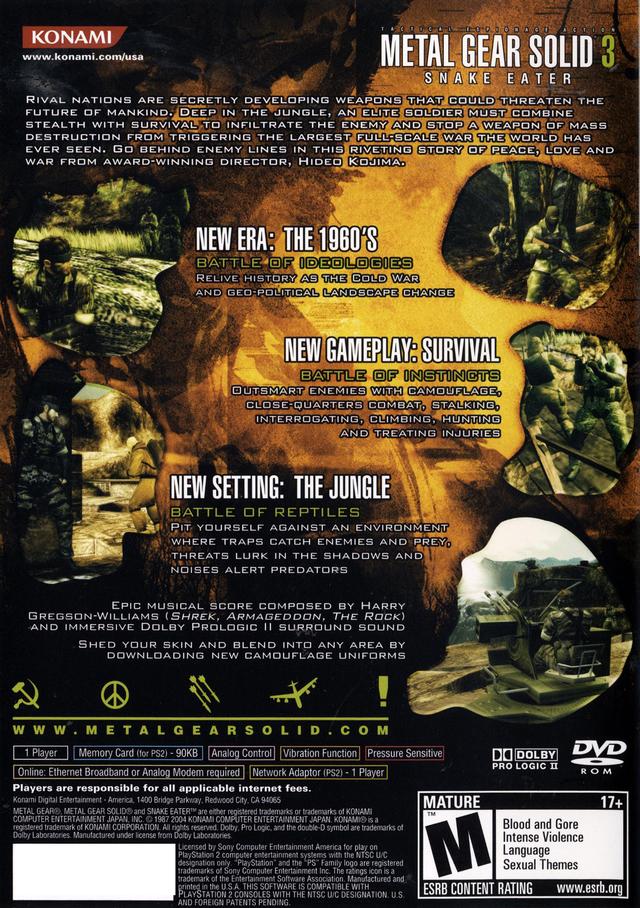 Metal Gear Solid 3: Snake Eater - (PS2) PlayStation 2 Video Games Konami   