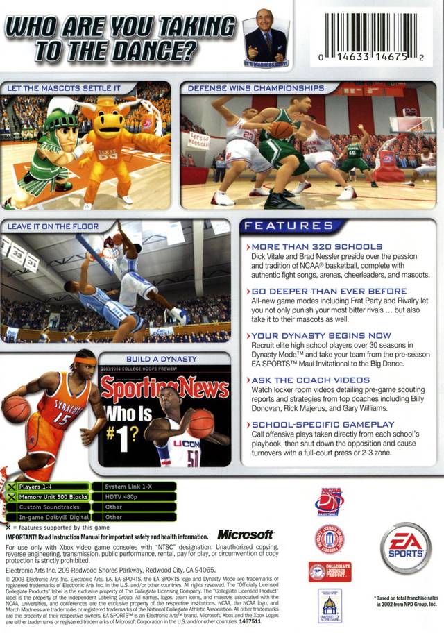NCAA March Madness 2004 - Xbox Video Games Electronic Arts   