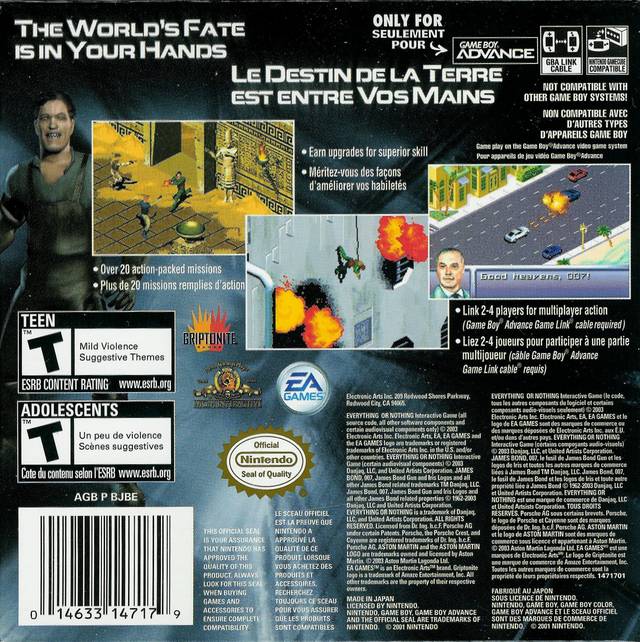 007: Everything or Nothing - (GBA) Game Boy Advance | J&L Game