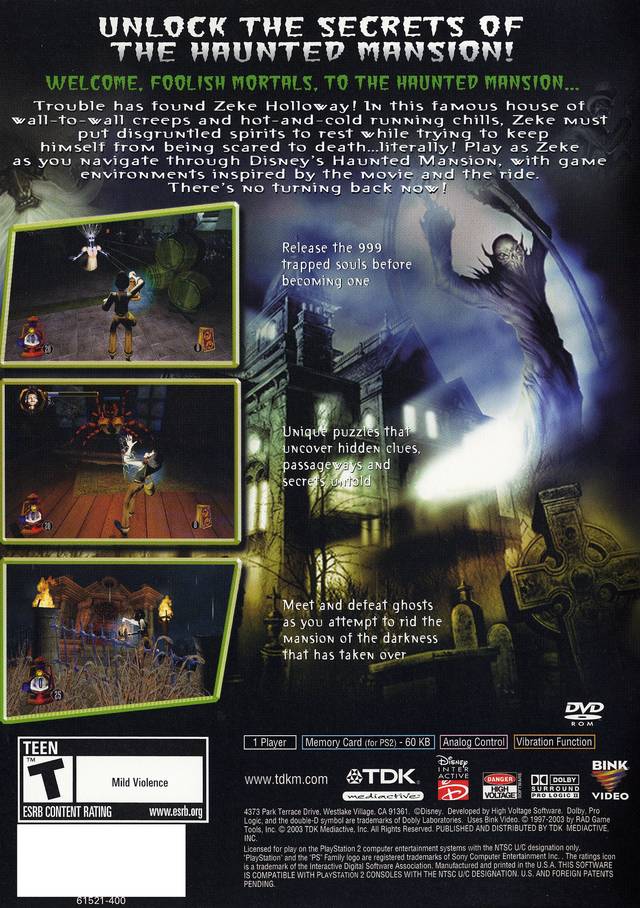 The Haunted Mansion - (PS2) PlayStation 2 [Pre-Owned] Video Games TDK Mediactive   