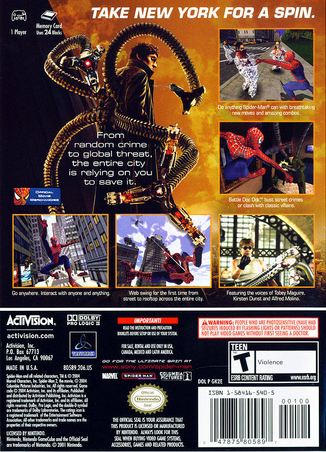 Spider-Man 2 - (GC) GameCube [Pre-Owned] Video Games Activision   