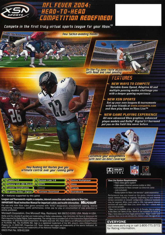 NFL Fever 2004 - Xbox Video Games Microsoft Game Studios   