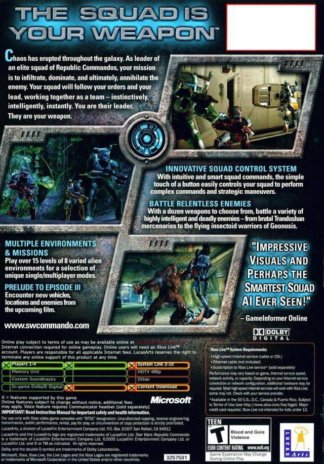 Star Wars: Republic Commando - (XB) Xbox [Pre-Owned] Video Games LucasArts   