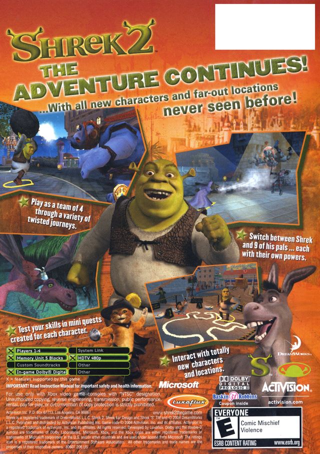 Shrek 2 (Platinum Hits) - (XB) Xbox [Pre-Owned] Video Games Activision   
