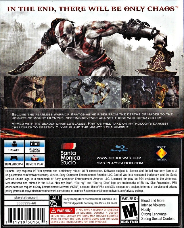 God of War III Remastered - PlayStation 4 [Pre-Owned] Video Games SCEA   